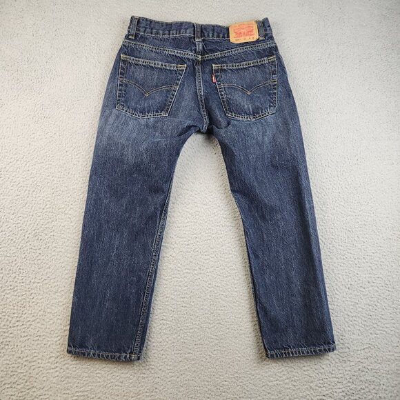 Levi's 505 Jeans Boys Size 10 Husky Dark Wash Regular Fit Straight Blue Denim - Picture 1 of 9